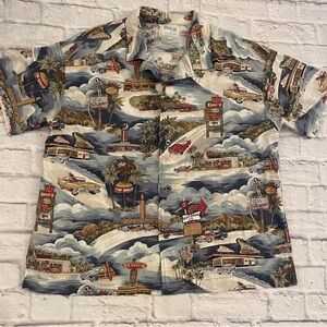SOMETHING FISHY NANCY VOGLER Hawaiian Surfboards Vintage Cars Shirt” Sz XXL